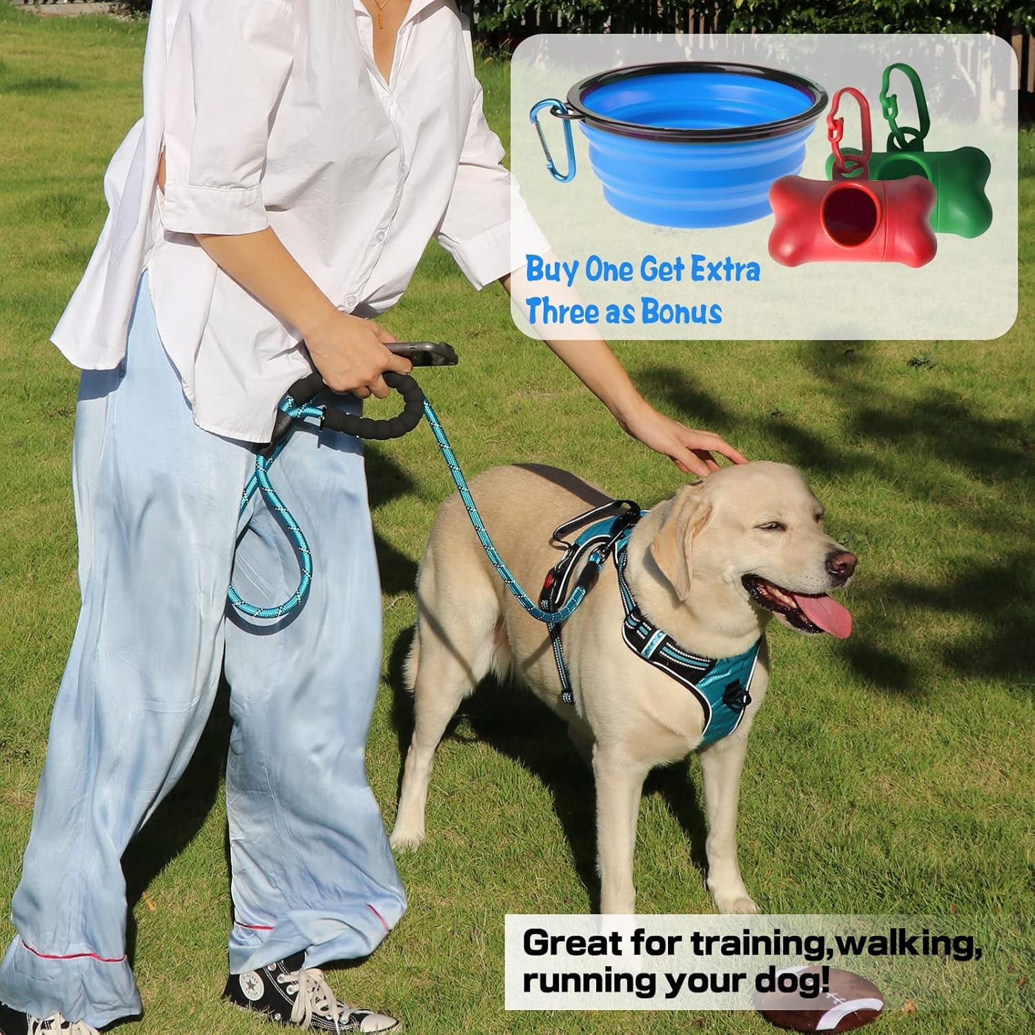 No Pull Dog Harness, Adjustable Soft Padded Dog Vest, Medium Large Dog Harness with 5FT Dog Leash,Reflective No-Choke Pet Oxford Vest with Easy Control Handle Black