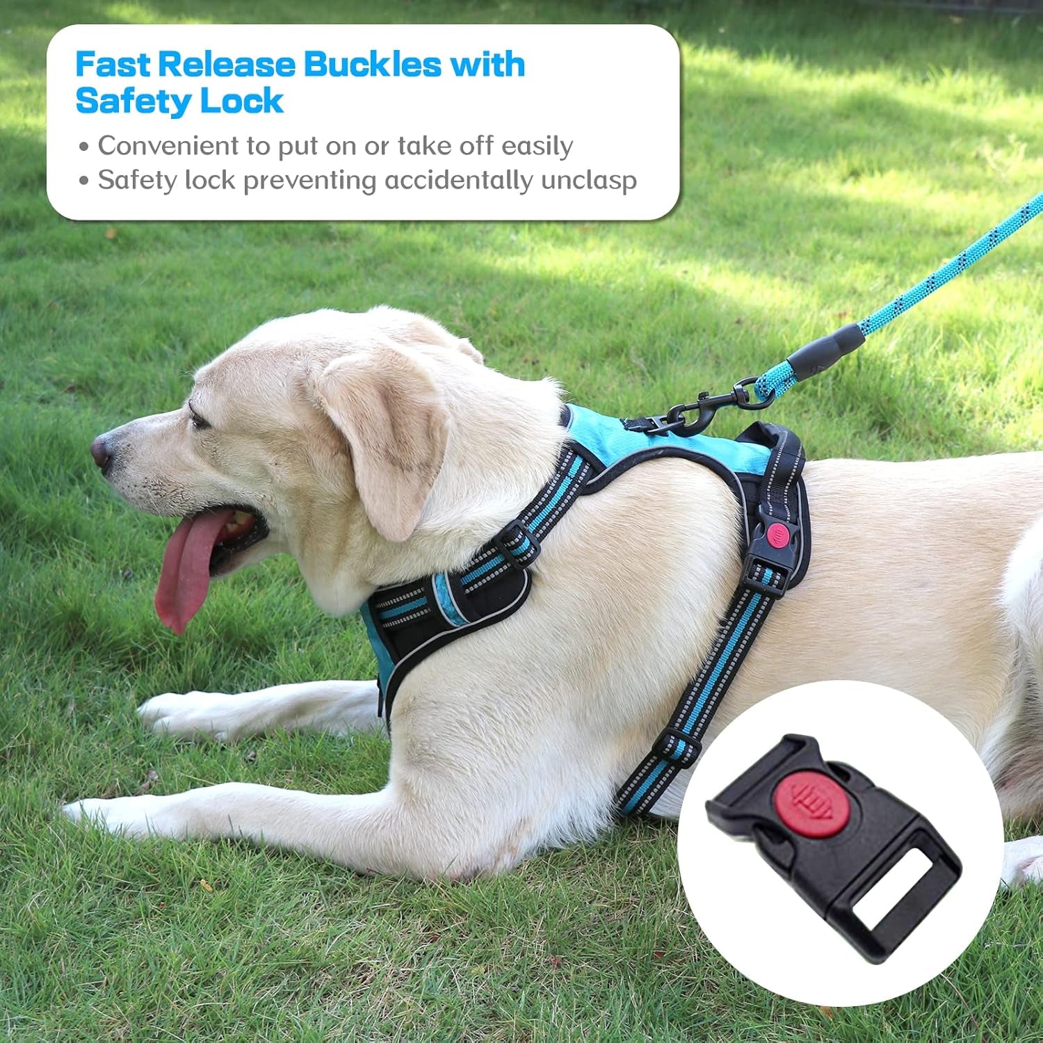 No Pull Dog Harness, Adjustable Soft Padded Dog Vest, Medium Large Dog Harness with 5FT Dog Leash,Reflective No-Choke Pet Oxford Vest with Easy Control Handle Black