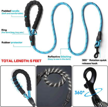 No Pull Dog Harness, Adjustable Soft Padded Dog Vest, Medium Large Dog Harness with 5FT Dog Leash,Reflective No-Choke Pet Oxford Vest with Easy Control Handle Black